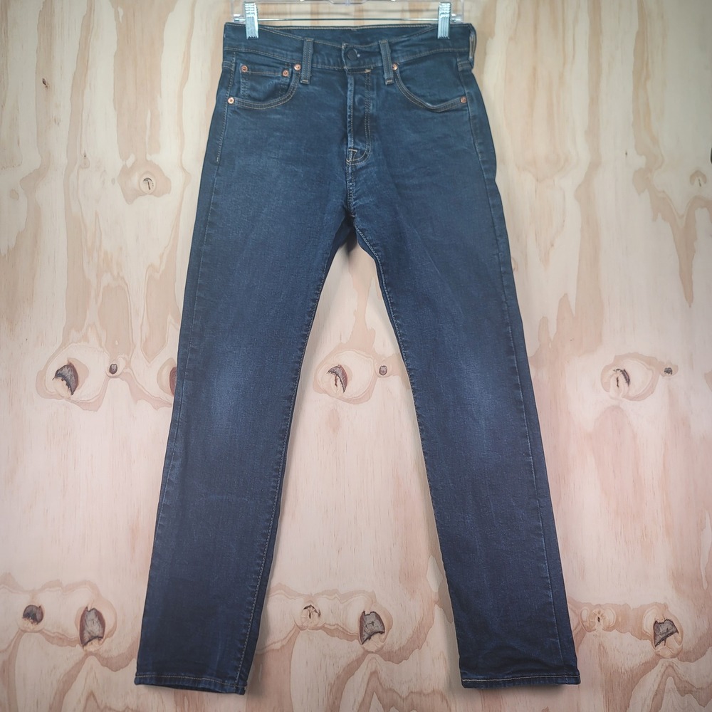 Levis 501 Mens Original Fit Blue Dark Wash Stretch Denim Button Fly Jeans 30x30